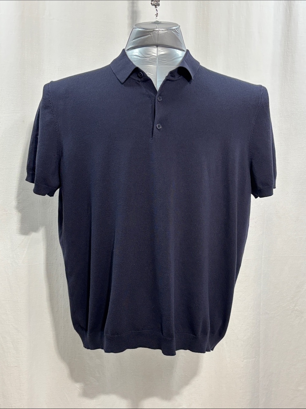 H&M Men's Navy Blue Short-Sleeve Polo Knit Sweater XL - 321 work party every day